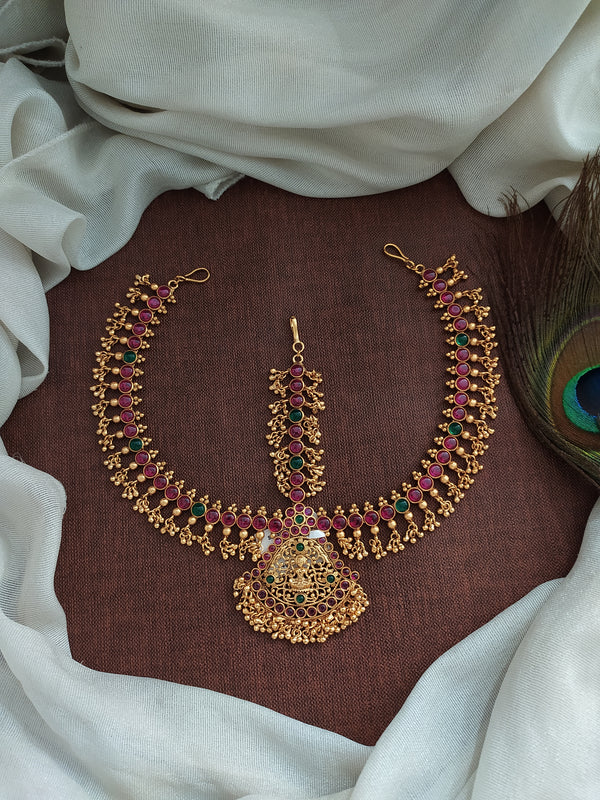 Bridal Antique Triple-Layer Goddess Lakshmi Maang Tikka Sonal