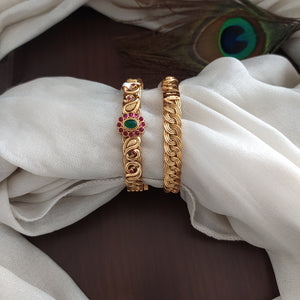 Ethnic Design Floral and Peacock Kada Bracelet 