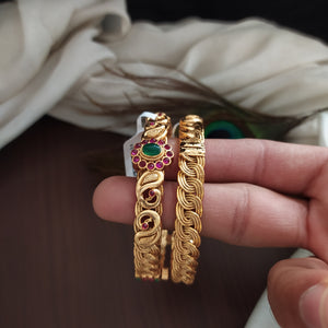 Ethnic Design Floral and Peacock Kada Bracelet 