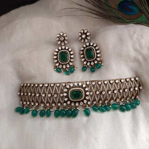 Elegance Redefined Polki Victorian Choker Set with Moissanite Stones