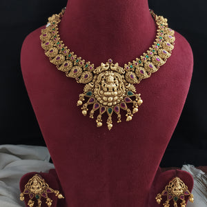 Traditional Design Antique Lakshmi Mango Necklace Set 