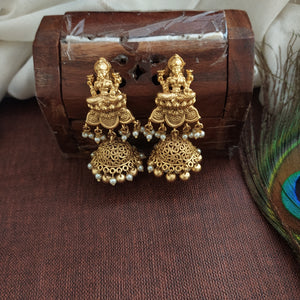 Gold-Plated Antique Hasli Necklace with Lakshmi Pendant and Jhumki