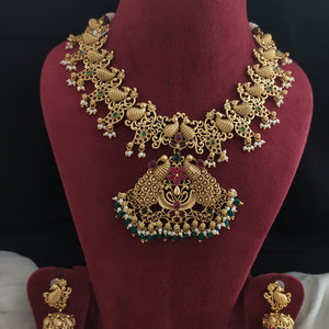 Antique Peacock Traditional Necklace with Jhumki and Drops