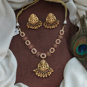 Divine Elegance Lakshmi Pendant Antique Necklace Set
