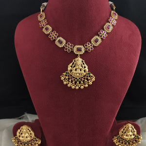 Divine Elegance Lakshmi Pendant Antique Necklace Set