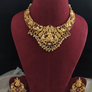 Elegant Goddess Sarasvati Temple Necklace Set 