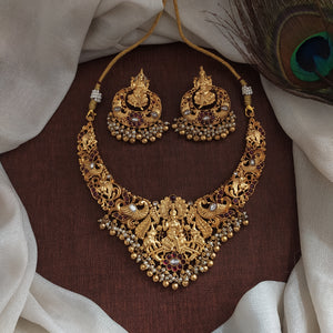 Elegant Goddess Sarasvati Temple Necklace Set 
