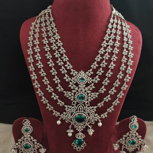 Redefined Silver-Plated Five Lines Zircon Long Haram Set