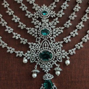 Redefined Silver-Plated Five Lines Zircon Long Haram Set