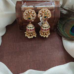 Exquisite Peacock-Inspired Antique Jhumki Earrings