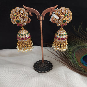 Exquisite Peacock-Inspired Antique Jhumki Earrings