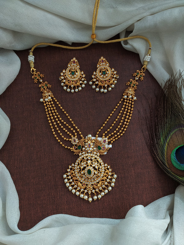 Buy White Zirconia Stone Layered Embellished Necklace Set by Swabhimann  Jewellery Online at Aza Fashions.