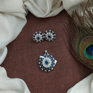 Elegant Rhodium-Plated Zircon Pendant Set with Matching Jewelry