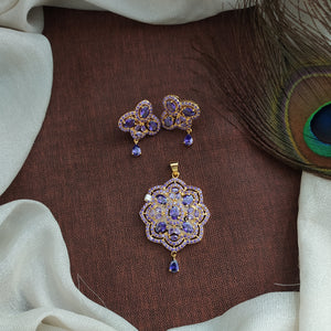 Floral Elegance Zircon Pendant Set with Matching Accessories