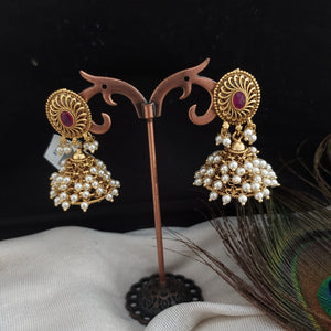 Classic Oval Shape Antique Jhumki Earrings