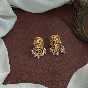 Antique Oval Over-sized Kundan Studs in Various Colors