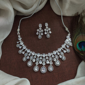 Dazzling Elegance Rhodium-Plated Zircon Necklace Set