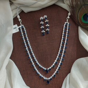 Divine Radiance Double-Layered Rhodium-Plated Zircon Necklace Set