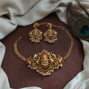 Elegant Devotional Small Lakshmi Choker Set