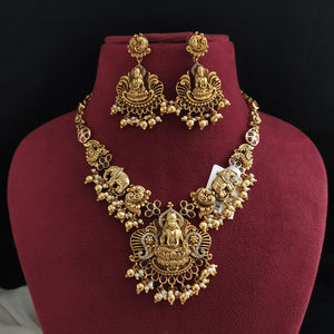 Elegant Harmony Kemp Stones Lakshmi Pendant Necklace Set