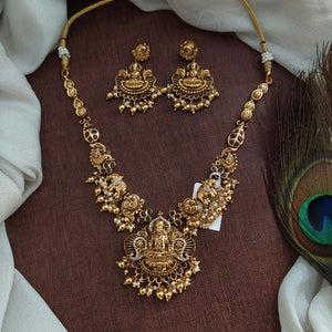 Elegant Harmony Kemp Stones Lakshmi Pendant Necklace Set