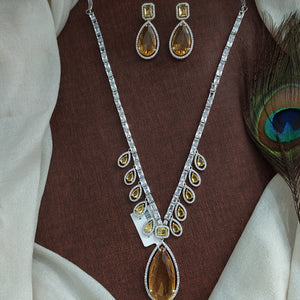 Designer Zircon Stones Necklace Set with AD & Zircon Stones