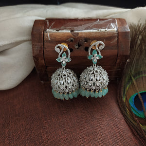 Zircon Layered Bridal Haram Set in Pastel Mint and Baby Pink