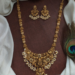 Antique Peacock Design Goddess Lakshmi Ji Long Haram Set