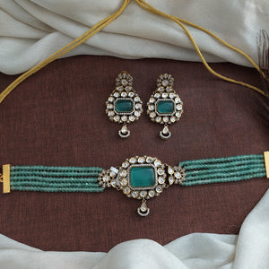 Amazing Center Stone Pendant Victorian Choker Set