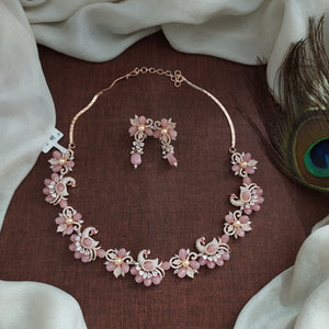 Pleasant Eye Catching Rose Gold Zircon Necklace Set