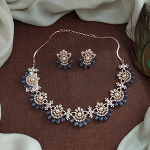 Captivating Rose Gold Stylish Zircon Necklace Set