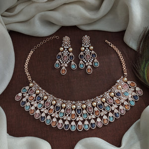 Stunning Rose Gold Diamonds Zircon Choker Set