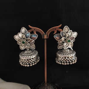 92.5 Pure Silver Oversized Designer Star Studs with Jhumki