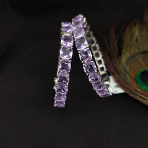 Rhodium Plated Stylish Openable Zircon Bangles