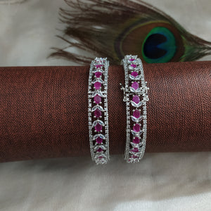Premium Look Silver Plated Amazing Zircon Bangles 