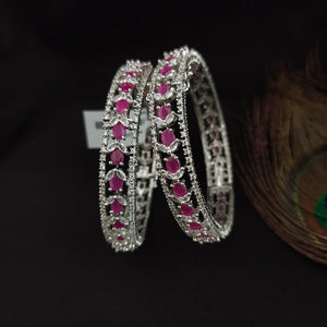 Premium Look Silver Plated Amazing Zircon Bangles 