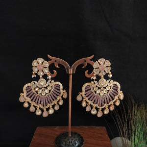 Floral Elegance: Uncut Stones Polki Kundan Earrings