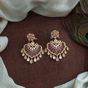 Floral Elegance: Uncut Stones Polki Kundan Earrings