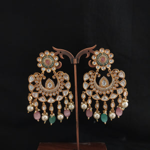 Unveiling Exquisite Brilliance Uncut Polki & Kundan Stones Designer Earrings