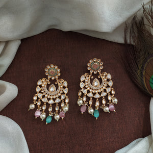 Unveiling Exquisite Brilliance Uncut Polki & Kundan Stones Designer Earrings