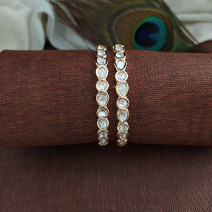 Regal Radiance: Gold Plated Polki Stones Kundan Bangles - Sonal Fashion  pen_spark