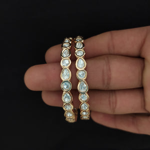 Regal Radiance: Gold Plated Polki Stones Kundan Bangles - Sonal Fashion  pen_spark