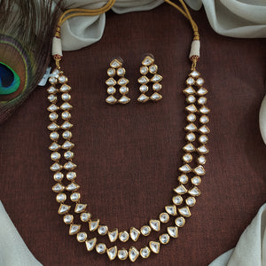 Beautiful Double Layer Polki Kundan Necklace Set