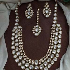 Polki Kundan Bridal Haram Set with Unshaped Kundan Stones and Enamel Work