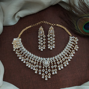 Three Tones of Enchantment the Astonishing Look Zircon Necklace Sets