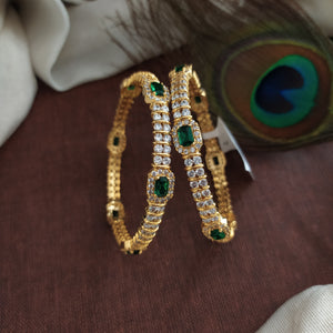 Embrace Sparkling Elegance With Gold Plated Shining Zircon Bangles