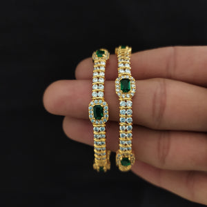 Embrace Sparkling Elegance With Gold Plated Shining Zircon Bangles