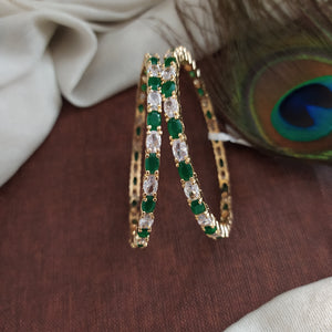 Ocean Elegance Gold Plated Green & Blue Zircon Bangles Collection