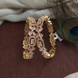 Captivating Blooms Gold Plated Floral Zircon Diamond Bangles
