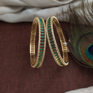 Mesmerizing Look Gold Plated Zircon Bangles